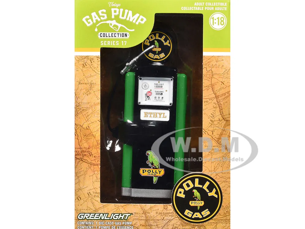 1948 Wayne 100-A Gas Pump "Polly Gas" Black and Green "Vintage Gas Pumps" Series 17 1/18 Diecast Replica by Greenlight
