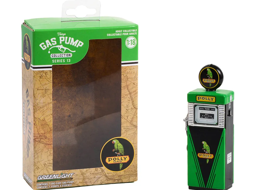 1951 Wayne 505 Gas Pump Polly Gas Green and Black Vintage Gas Pumps Series 13 1/18 Diecast Model Greenlight 14130B