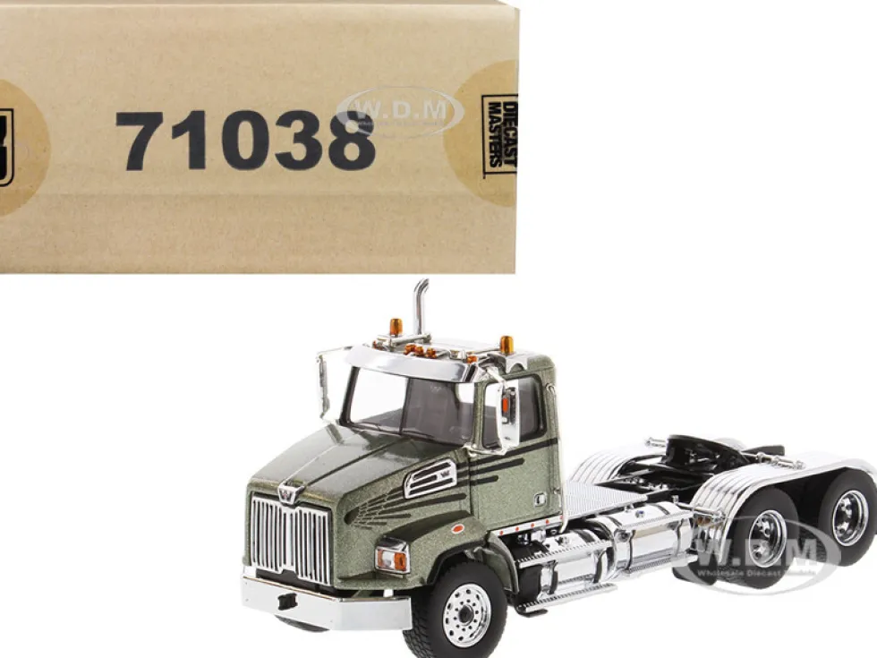 Western Star 4700 SB Tandem Day Cab Tractor Metallic Olive Green 1/50 Diecast Model Diecast Masters 71038