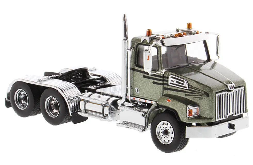 Western Star 4700 SB Tandem Day Cab Tractor Metallic Olive Green 1/50 Diecast Model Diecast Masters 71038