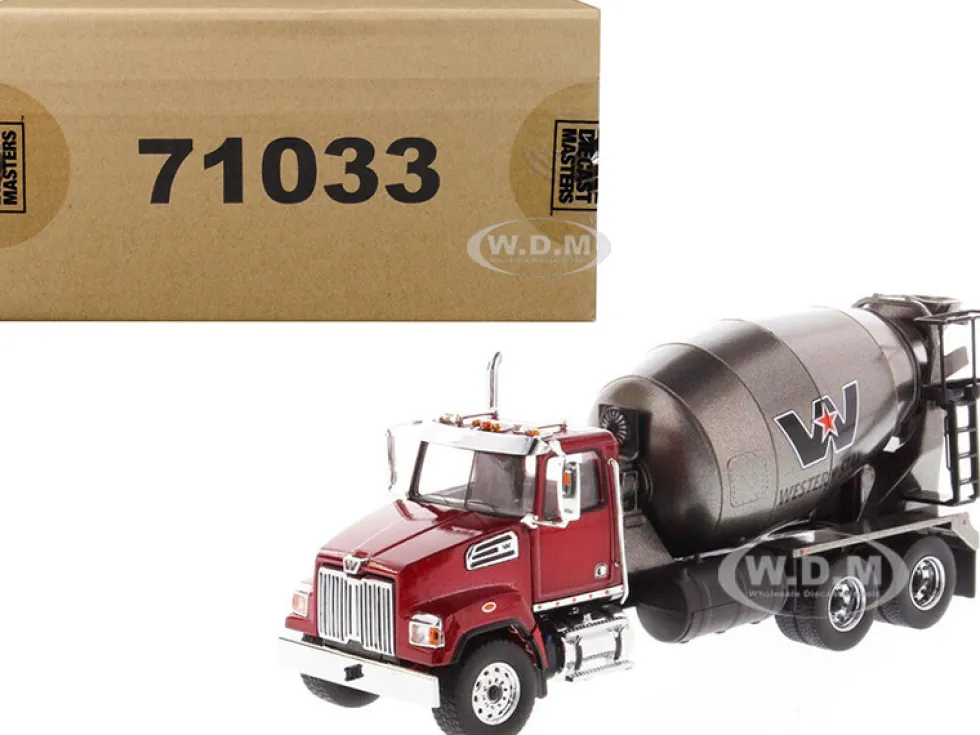 Western Star 4700 SF Concrete Mixer Metallic Red Gray Body 1/50 Diecast Model Diecast Masters 71033