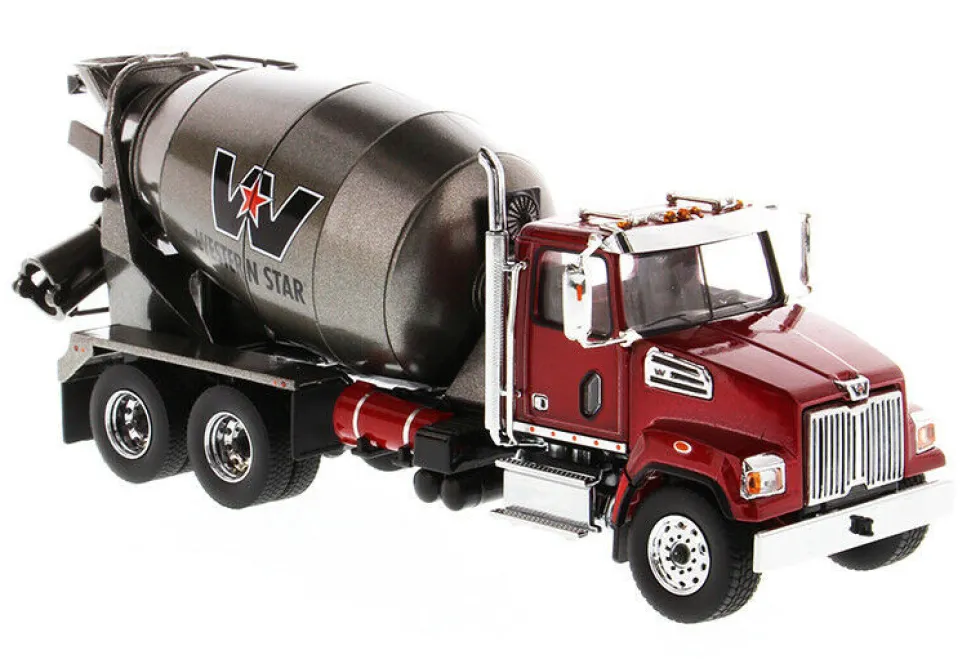 Western Star 4700 SF Concrete Mixer Metallic Red Gray Body 1/50 Diecast Model Diecast Masters 71033