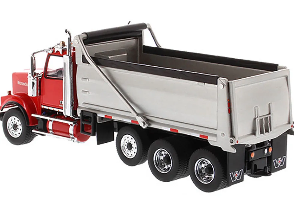 Western Star 4900 SF Dump Truck Red Silver 1/50 Diecast Model Diecast Masters 71067