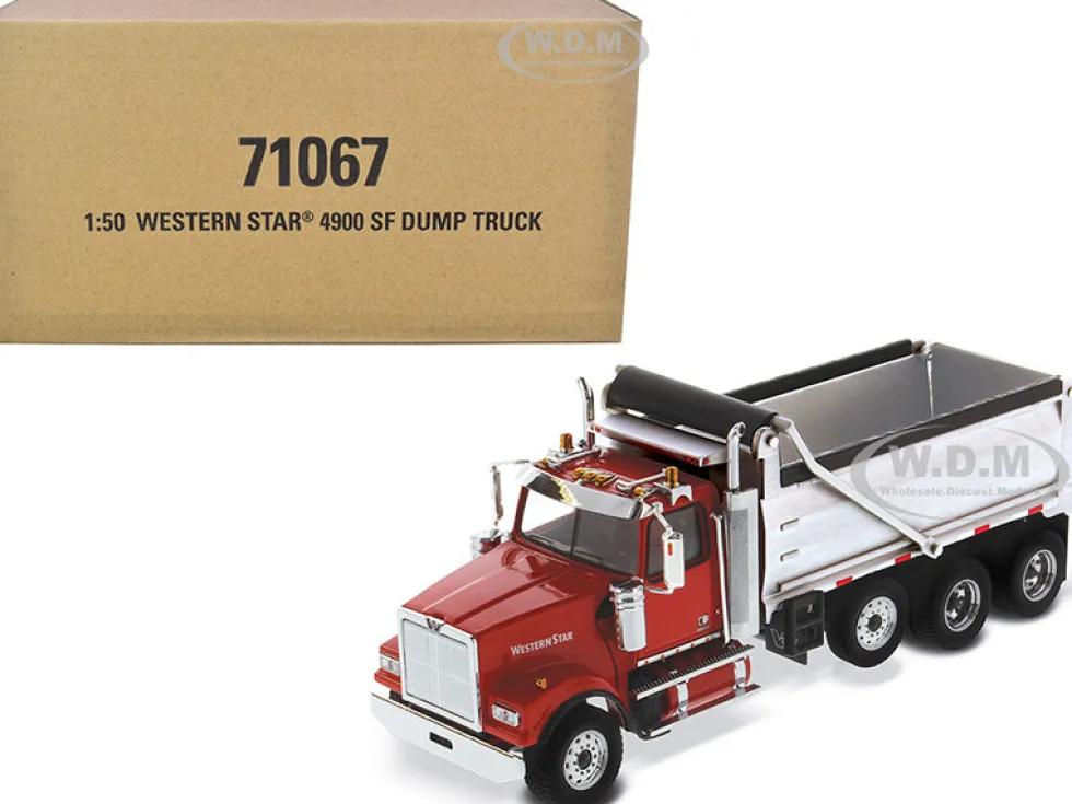 Western Star 4900 SF Dump Truck Red Silver 1/50 Diecast Model Diecast Masters 71067