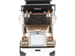 Western Star 4900 SFFA Tandem Pusher Axle OX Stampede Dump Truck Gold Black 1/50 Diecast Model Diecast Masters 71080
