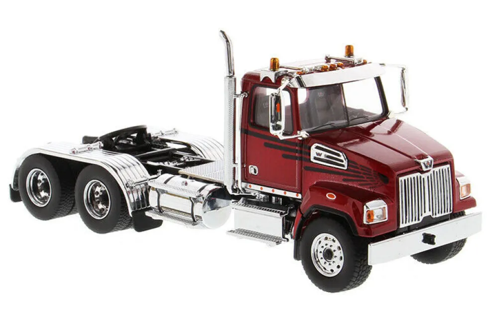 Western Star 4700 SF Tandem Day Cab Tractor Metallic Red 1/50 Diecast Model Diecast Masters 71037