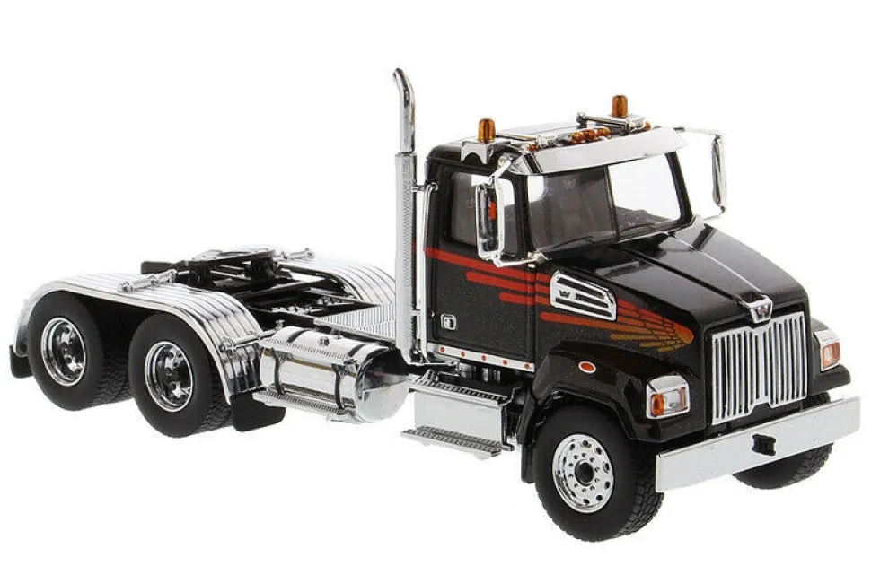 Western Star 4700 SF Tandem Day Cab Tractor Metallic Black 1/50 Diecast Model Diecast Masters 71036