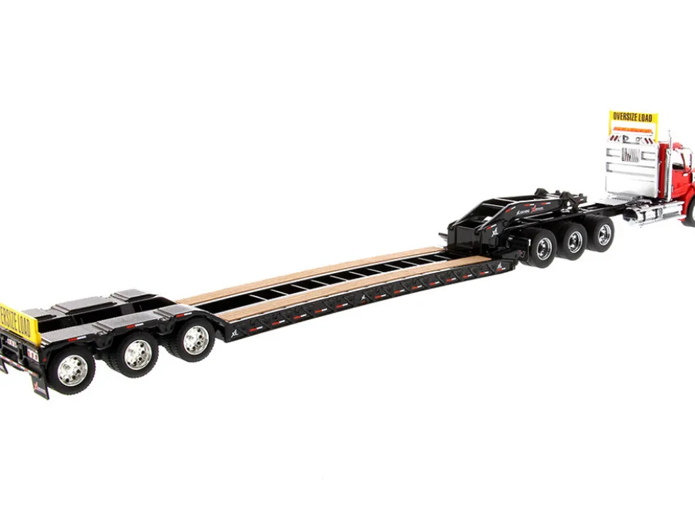 Western Star 49X SBFA Tridem Axle Heavy-Haul Tractor XL 120 Low-Profile HDG Trailer Red Black Transport Series 1/50 Diecast Model Diecast Masters 71090