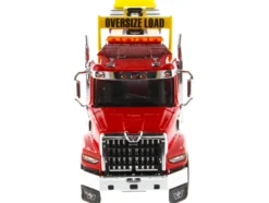 Western Star 49X SBFA Tridem Axle Heavy-Haul Tractor XL 120 Low-Profile HDG Trailer Red Black Transport Series 1/50 Diecast Model Diecast Masters 71090