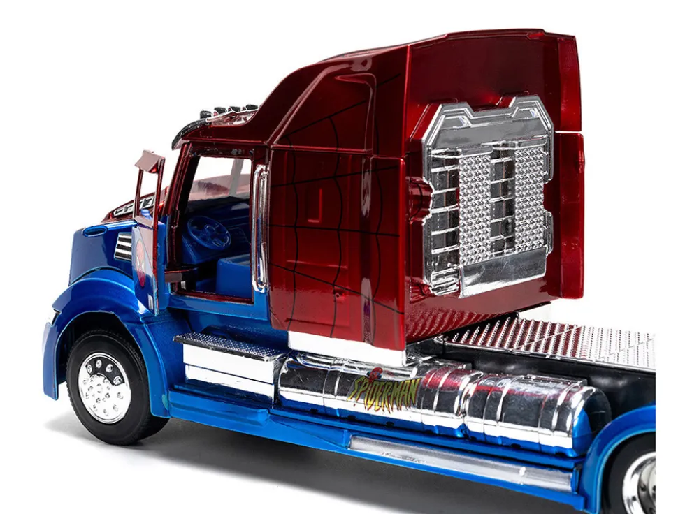 Western Star 57X Truck Tractor "Spider-Man" Blue and Red Metallic "Hollywood Rides" Series 1/24 Diecast Model by Jada