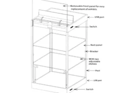 White Display Showcase Desktop 3-Tier with Two Adjustable Shelves and LED Lights White for 1/18 1/24 1/32 1/43 1/64 Scale Models 9927 MW