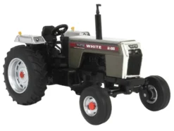 White 2-88 2WD Open Station Tractor Brushed Metal with Red Stripes 1/64 Diecast Model by SpecCast