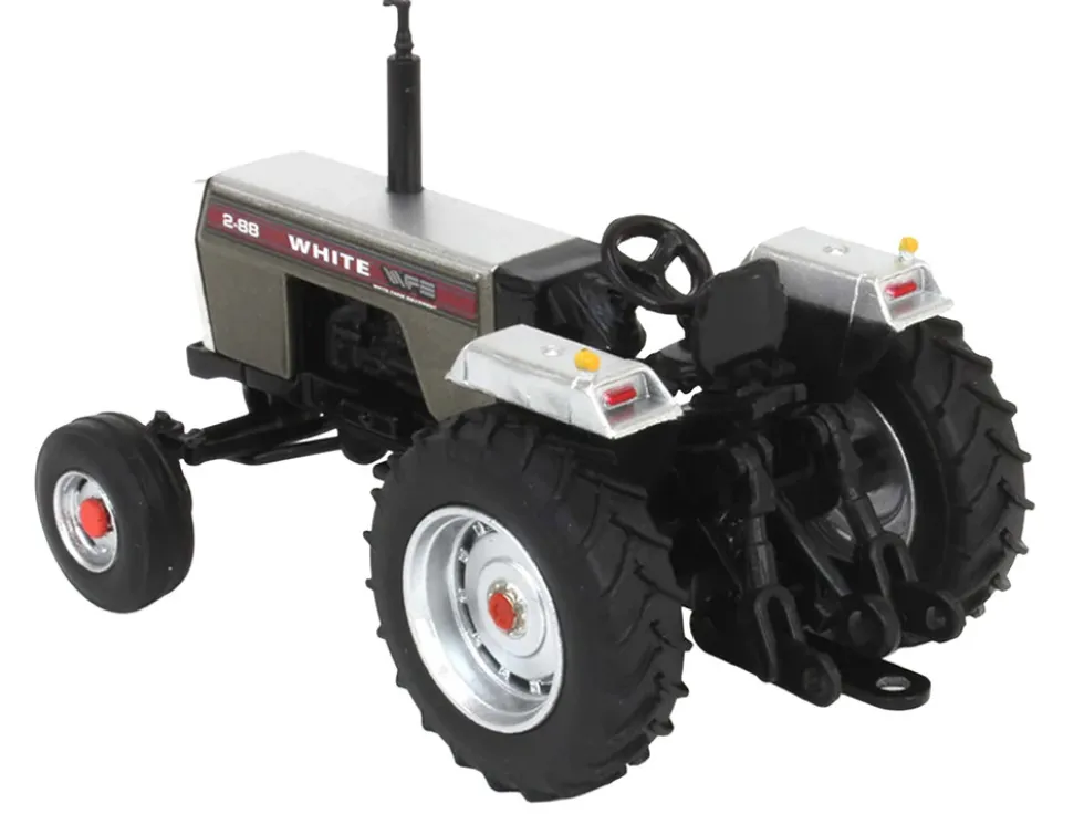 White 2-88 2WD Open Station Tractor Brushed Metal with Red Stripes 1/64 Diecast Model by SpecCast