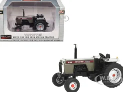 White 2-88 2WD Open Station Tractor Brushed Metal with Red Stripes 1/64 Diecast Model by SpecCast