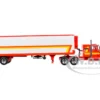 White Western Star 4900 with 36" Vintage Flat Top Sleeper and Wilson 40' Vintage Refridgerated Trailer Red and White with Stripes 1/64 Diecast Model by DCP/First Gear