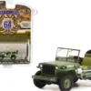 1942 Willys MB Jeep #20362162-S Green U.S. Army World War II Rough Rider Battalion 64 Release 2 1/64 Diecast Model Car Greenlight 61020A