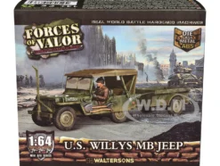 Willys MB Jeep with Trailer Olive Drab (Weathered) with Driver Figure "United States Army" "Mini AFV" Series 1/64 Diecast Model by Forces of Valor