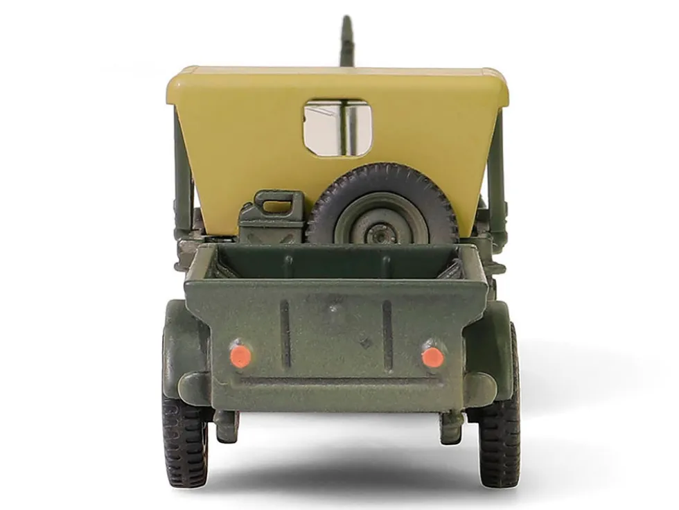 Willys MB Jeep with Trailer Olive Drab (Weathered) with Driver Figure "United States Army" "Mini AFV" Series 1/64 Diecast Model by Forces of Valor
