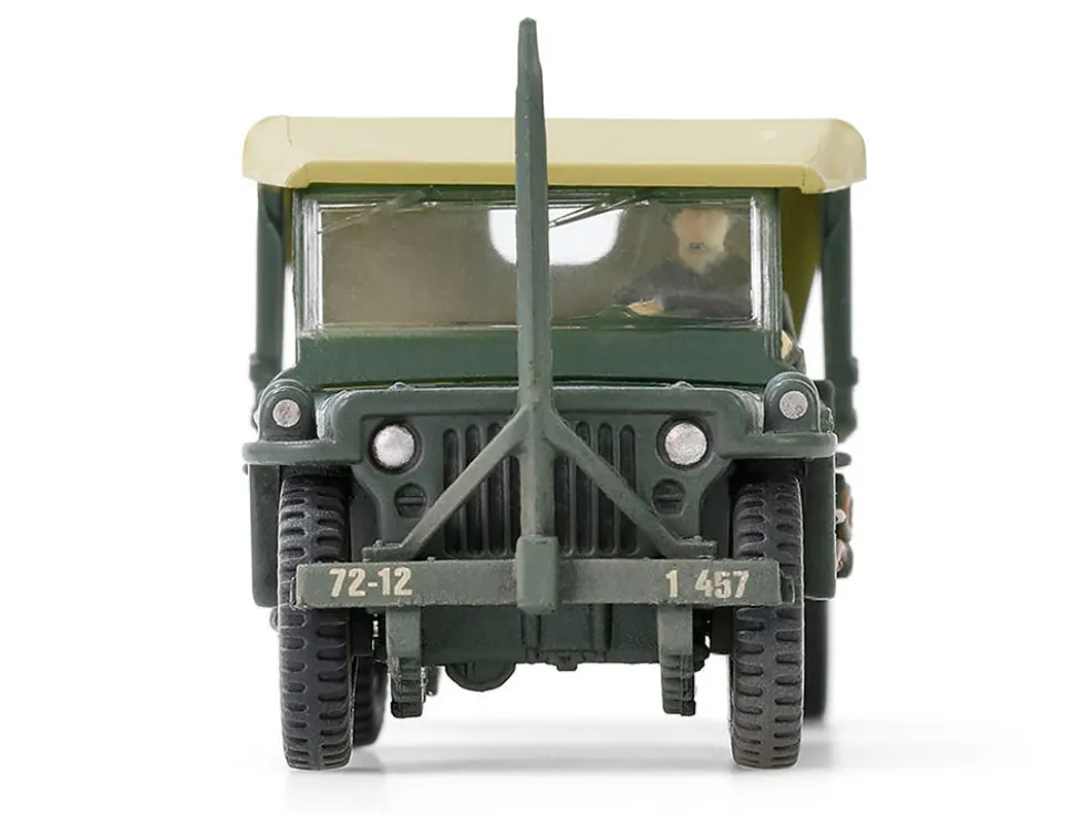 Willys MB Jeep with Trailer Olive Drab (Weathered) with Driver Figure "United States Army" "Mini AFV" Series 1/64 Diecast Model by Forces of Valor
