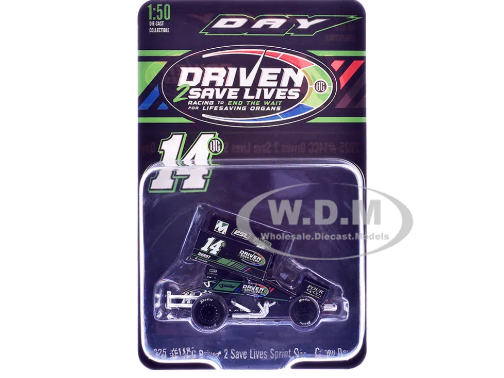 Winged Sprint Car #14CC Corey Day (Green Version) "Driven 2 Save Lives" Jason Meyers Racing (2025) 1/50 Diecast Model Car by ACME