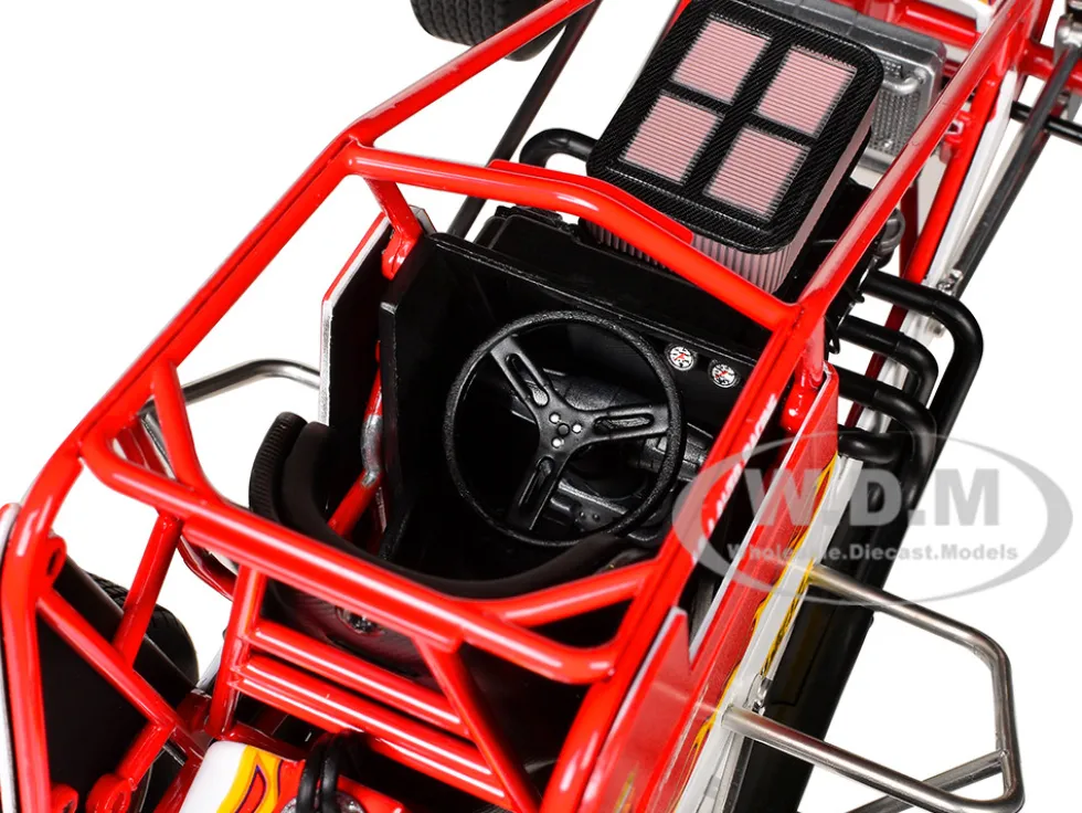 Winged Sprint Car #104+ Jeff Swindell "Octane Boost" Red with Graphics "National Sprint Car Hall of Fame" 1/18 Diecast Model Car by ACME
