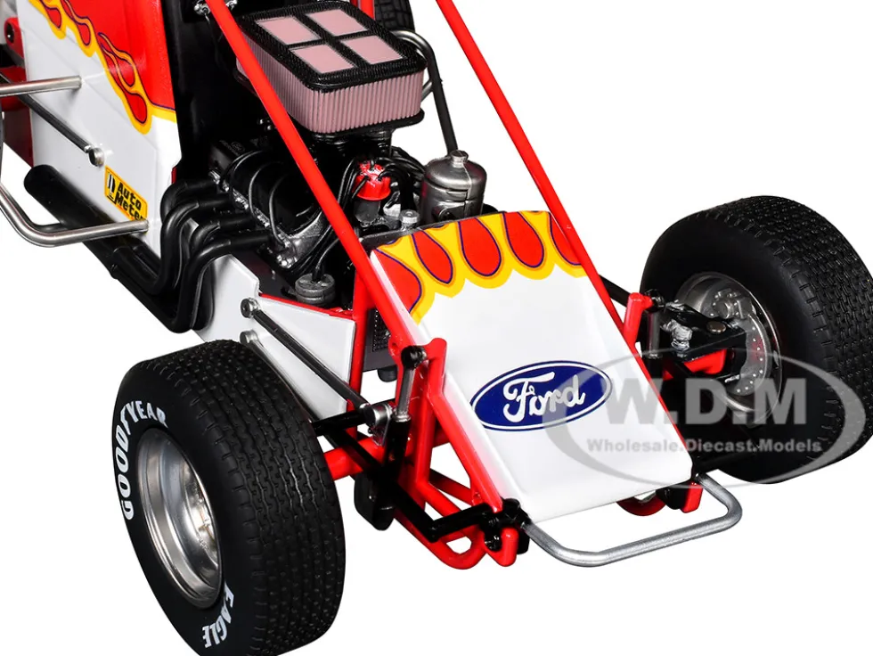 Winged Sprint Car #104+ Jeff Swindell "Octane Boost" Red with Graphics "National Sprint Car Hall of Fame" 1/18 Diecast Model Car by ACME