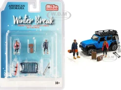 Winter Break Diecast Set 6 pieces 2 Figurines 4 Accessories 1/64 Scale Models American Diorama 76462