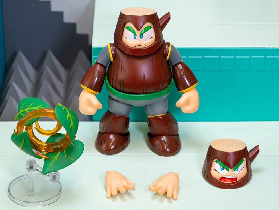 Wood Man 5" Moveable Figure (Deluxe Version) with Accessories and Alternate Head and Hands "Mega Man" (1987) Video Game Model by Jada