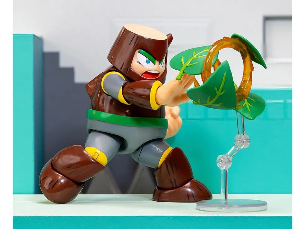 Wood Man 5" Moveable Figure (Deluxe Version) with Accessories and Alternate Head and Hands "Mega Man" (1987) Video Game Model by Jada