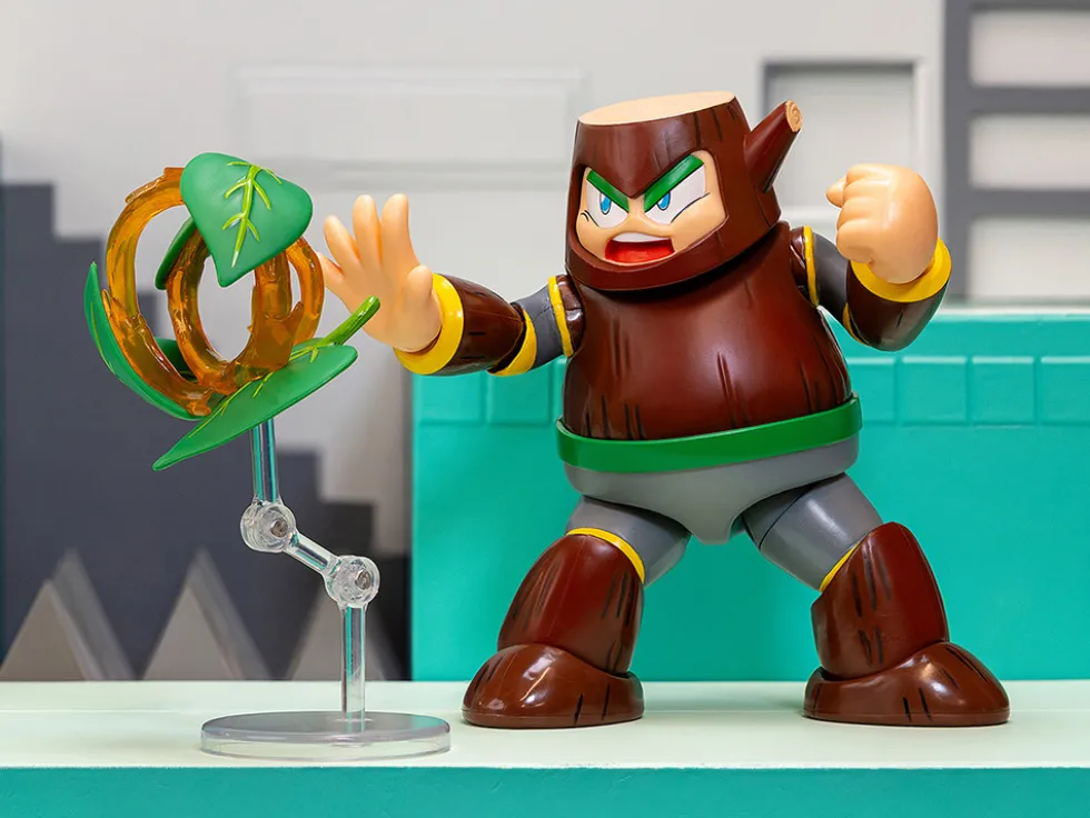 Wood Man 5" Moveable Figure (Deluxe Version) with Accessories and Alternate Head and Hands "Mega Man" (1987) Video Game Model by Jada