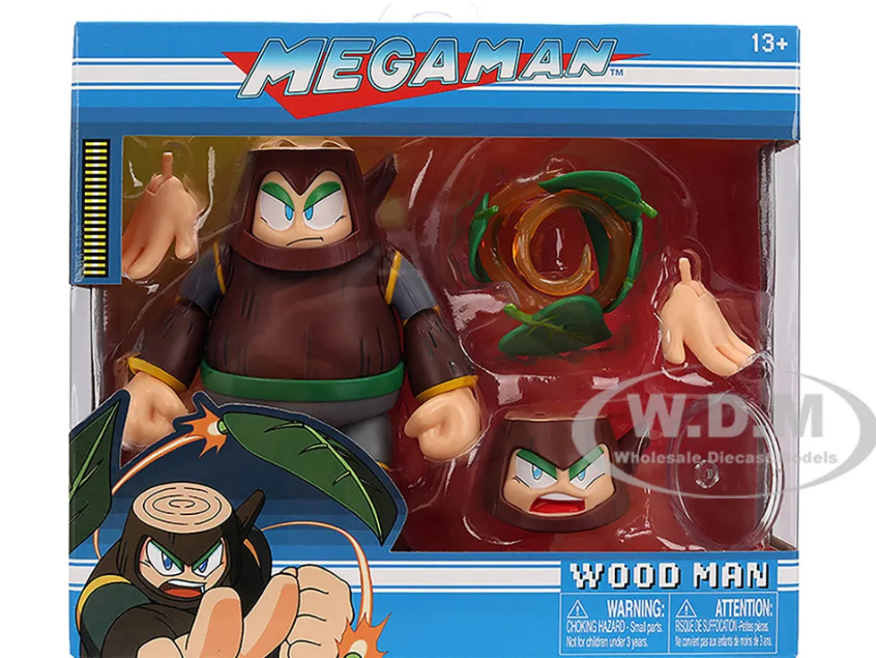 Wood Man 5" Moveable Figure (Deluxe Version) with Accessories and Alternate Head and Hands "Mega Man" (1987) Video Game Model by Jada