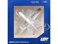 Yakovlev Yak-40 Commercial Aircraft "LOT Polish Airlines" (SP-GEA) White with Blue Stripes and Tail 1/200 Diecast Model Airplane by Herpa