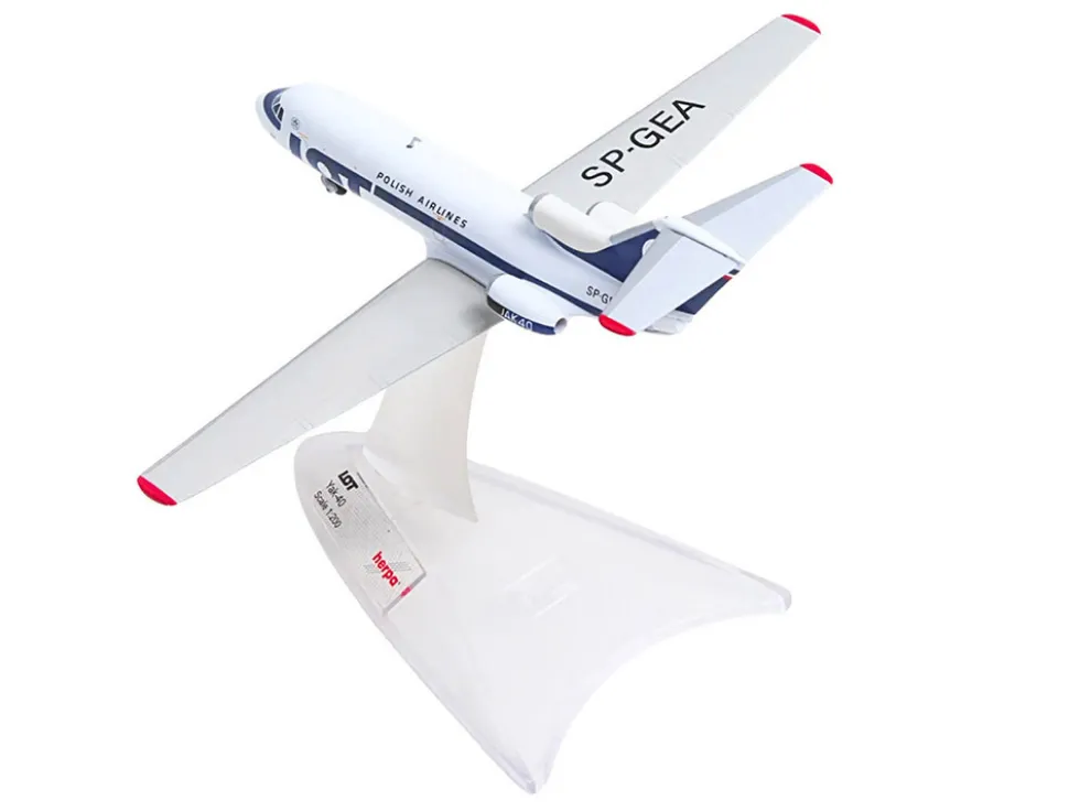 Yakovlev Yak-40 Commercial Aircraft "LOT Polish Airlines" (SP-GEA) White with Blue Stripes and Tail 1/200 Diecast Model Airplane by Herpa