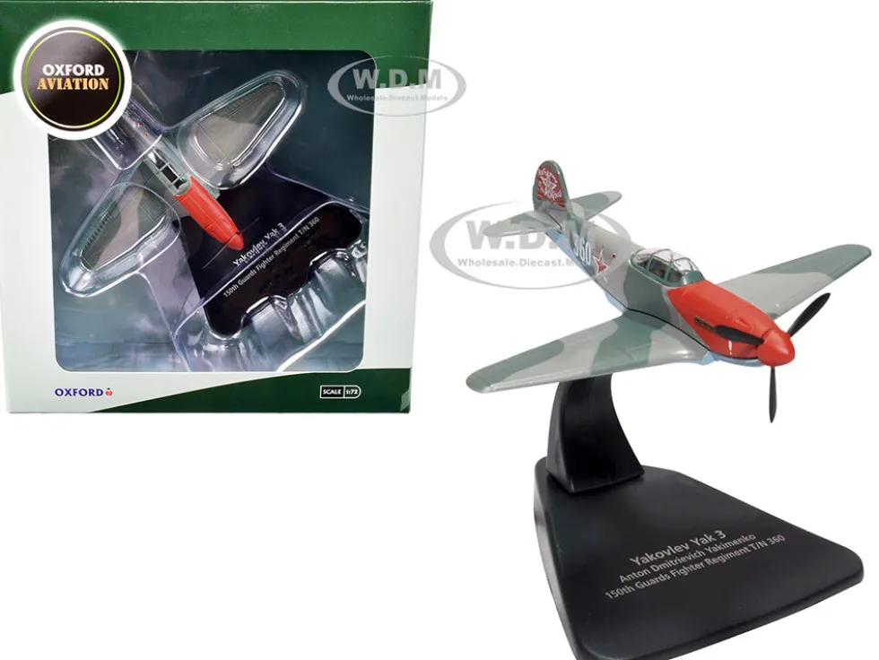 Yakovlev Yak 3 Fighter Aircraft Anton Dmitrievich Yakimenko 150th Guards Fighter Regiment T N 360 USSR Oxford Aviation Series 1/72 Diecast Model Airplane Oxford Diecast AC088