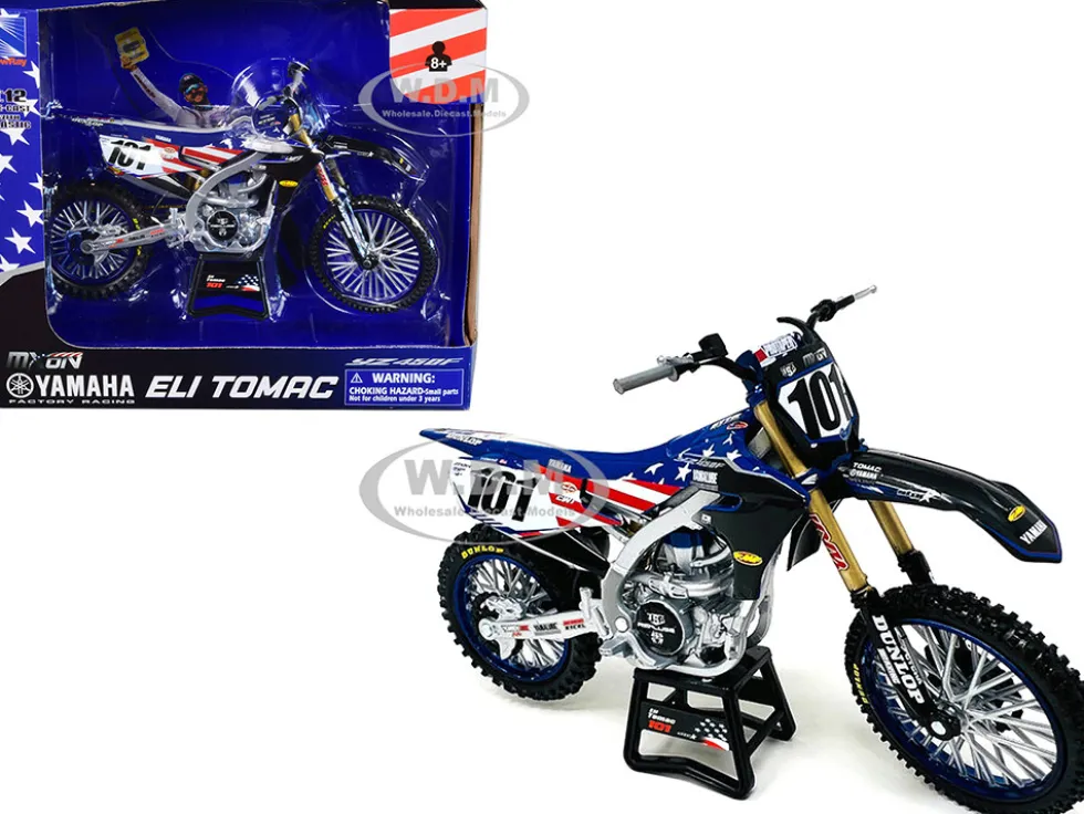 Yamaha YZ450F Dirt Bike Motorcycle #101 Eli Tomac American Flag Livery Motocross of Nations 1/12 Model New Ray 58423