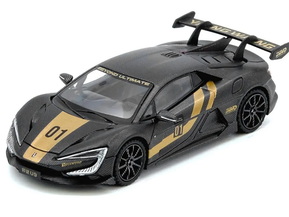 Yangwang U9 #01 Carbon Fiber with Gold Stripes "APA XPO 2025 Event Edition" 1/64 Diecast Model Car by Inno Models