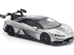 Yangwang U9 Silver Metallic with Black Top and Stripes 1/64 Diecast Model Car by Pop Race
