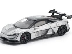 Yangwang U9 Silver Metallic with Black Top and Stripes 1/64 Diecast Model Car by Pop Race