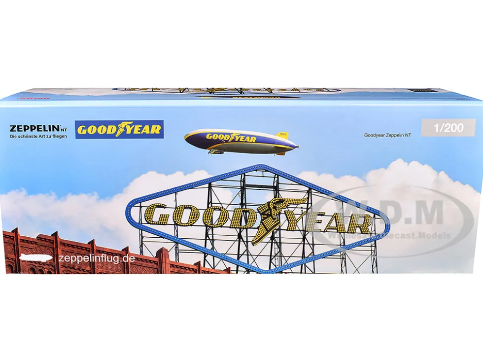 Zeppelin NT Aircraft "Goodyear Blimp - Wingfoot One" (N1A) Gray and Blue with Yellow Stripes 1/200 Diecast Model Airplane by Herpa