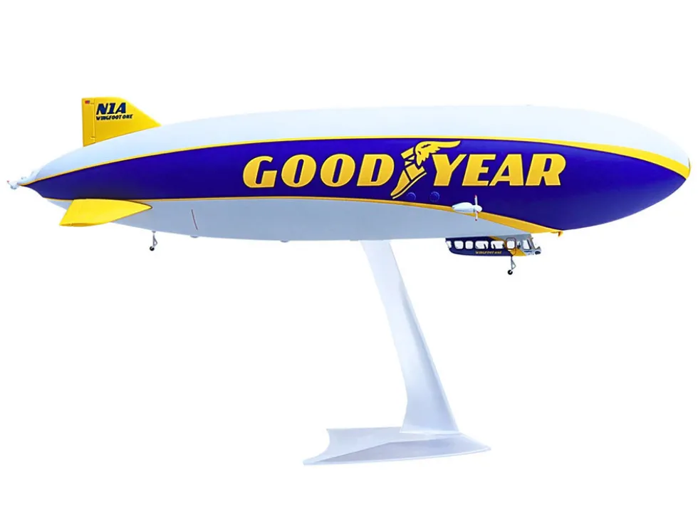 Zeppelin NT Aircraft "Goodyear Blimp - Wingfoot One" (N1A) Gray and Blue with Yellow Stripes 1/200 Diecast Model Airplane by Herpa