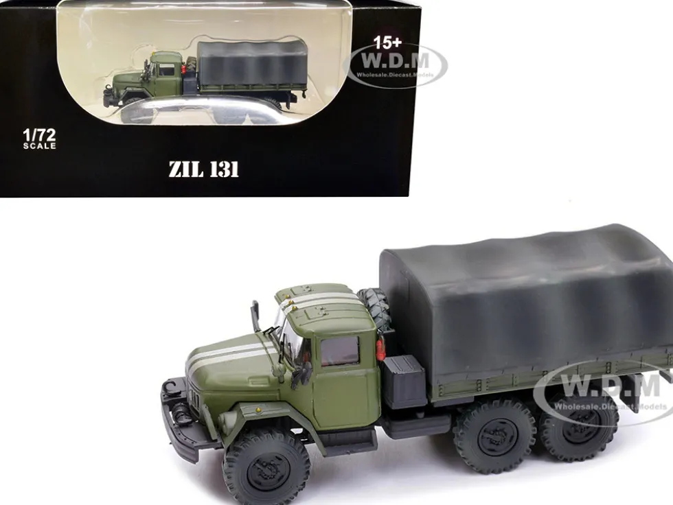 ZIL 131 Cargo Truck Green with White Stripes Ukrainian Ground Forces 1/72 Diecast Model Legion LEG-12064LB