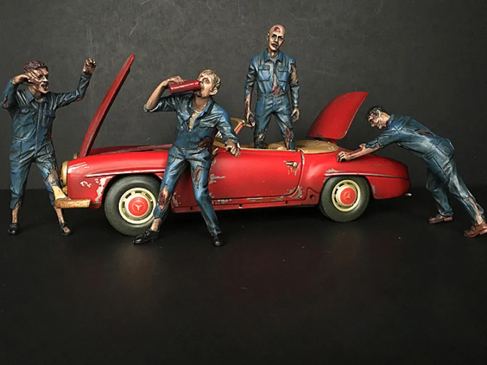 Zombie Mechanics 4 Piece Figurine Set Got Zombies?? for 1/18 Scale Models American Diorama 38197 38198 38199 38200